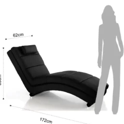 Sofia black chaise longue in pelle sintetica nera cm h85 l62 p172
