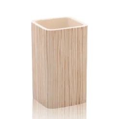 Spa bicchiere portaspazzolini in ceramica effetto legno 6.5x6.5 h11 cm