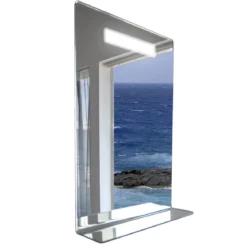 Specchiera con luce led e mensola integrata l52 p12 h75 cm