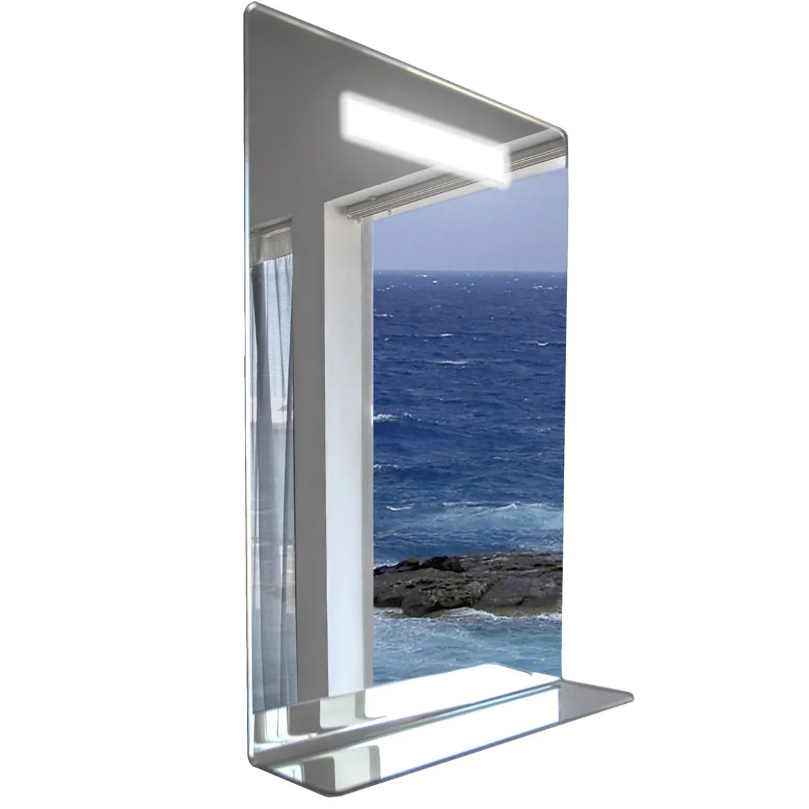 Specchiera con luce led e mensola integrata l52 p12 h75 cm