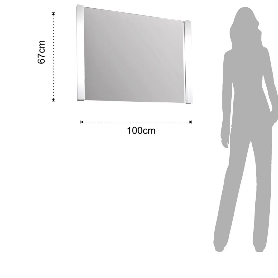 Specchiera con luci laterali interne led 100x67 cm