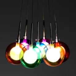 Spheres color lampadario 7 luci con sfere in vetro colorato h110 d32 cm