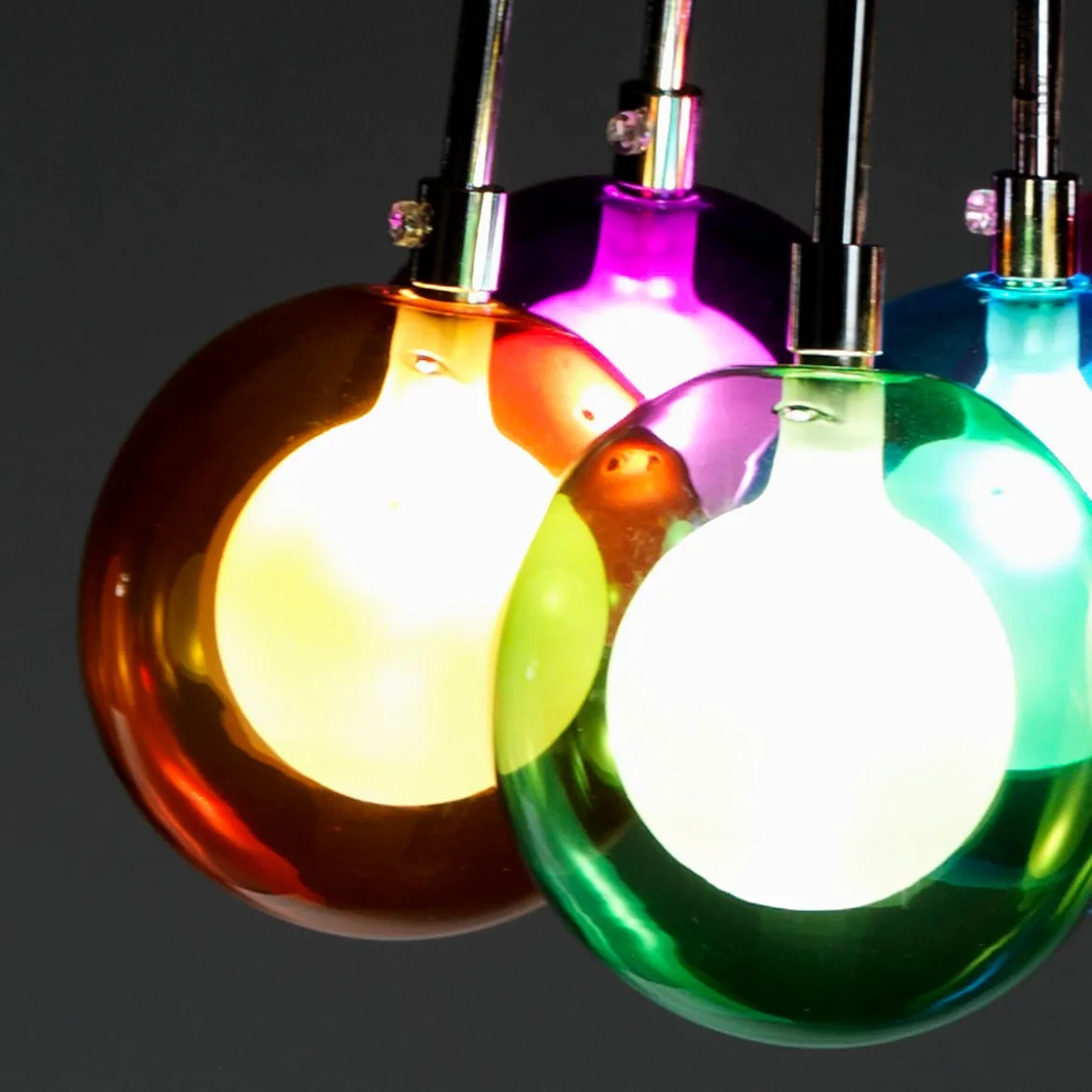 Spheres color lampadario 7 luci con sfere in vetro colorato h110 d32 cm