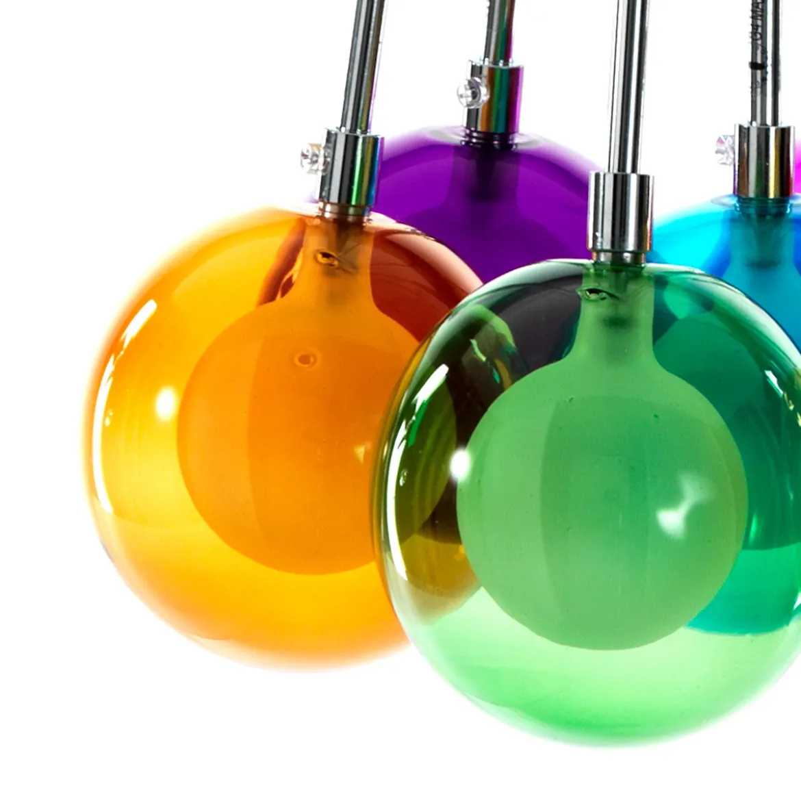 Spheres color lampadario 7 luci con sfere in vetro colorato h110 d32 cm