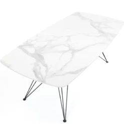 Spillo White Marble Tavolo Scrivania struttura Metallo Nero piano Ceramica effetto Marmo Calacatta Bianco, h 77 x 180 x 90 cm