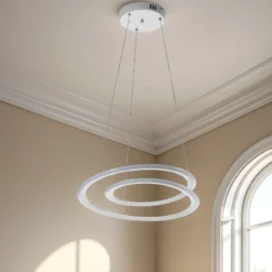 Spiral lampadario led in polipropilene bianco opaco filo regolabile d50 h165 cm