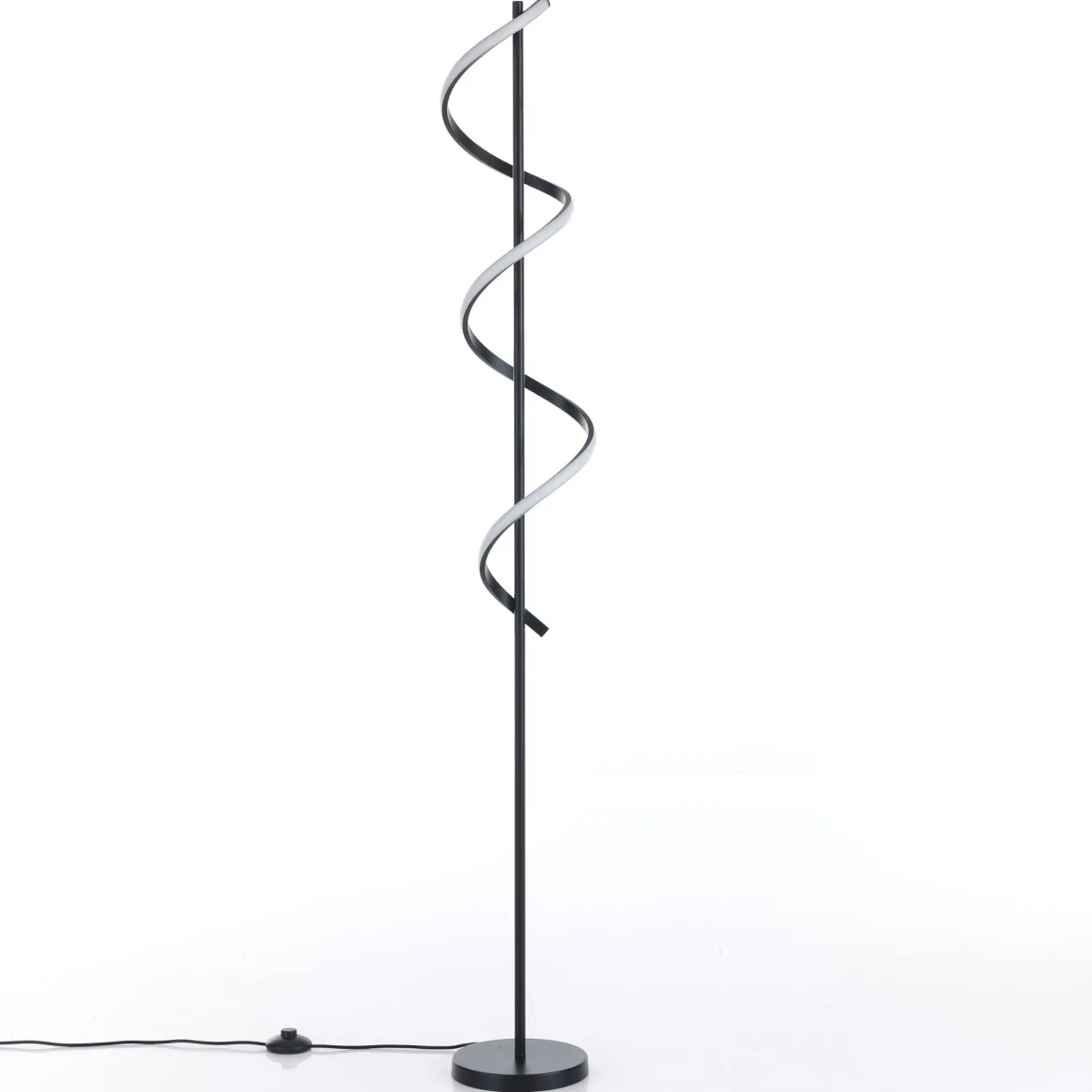 Spring lampada da terra a led in allumino nero opaco policarbonato bianco opaco cm h157 d20 lumen 2898