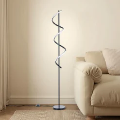Spring lampada da terra a led in allumino nero opaco policarbonato bianco opaco cm h157 d20 lumen 2898