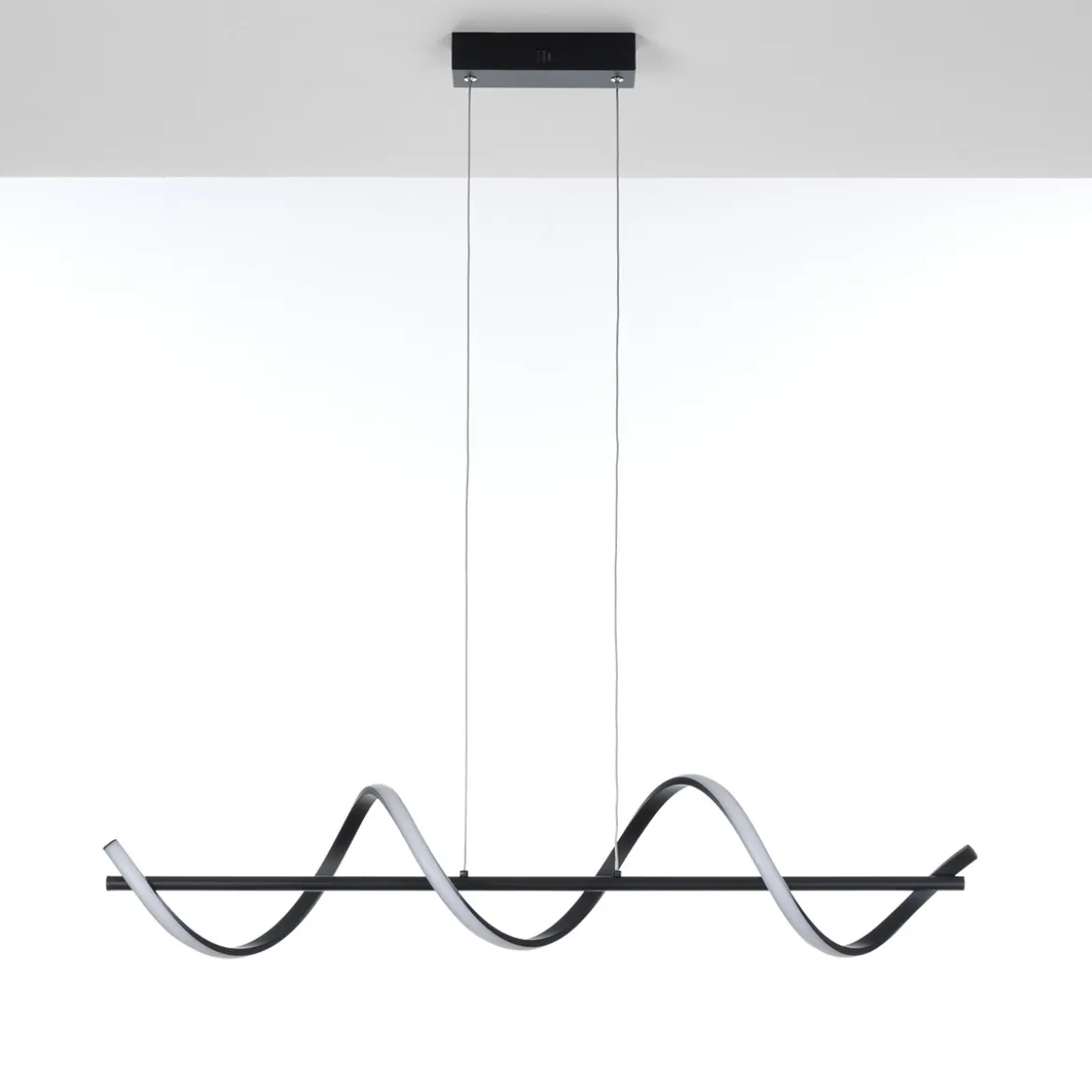 Spring lampadario a led in allumino nero opaco policarbonato bianco opaco cm h150 l92 p20 lumen 2898