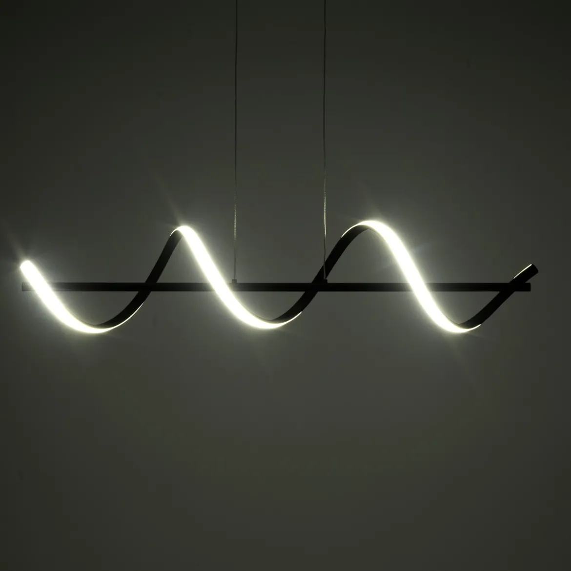 Spring lampadario a led in allumino nero opaco policarbonato bianco opaco cm h150 l92 p20 lumen 2898