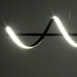 Spring lampadario a led in allumino nero opaco policarbonato bianco opaco cm h150 l92 p20 lumen 2898
