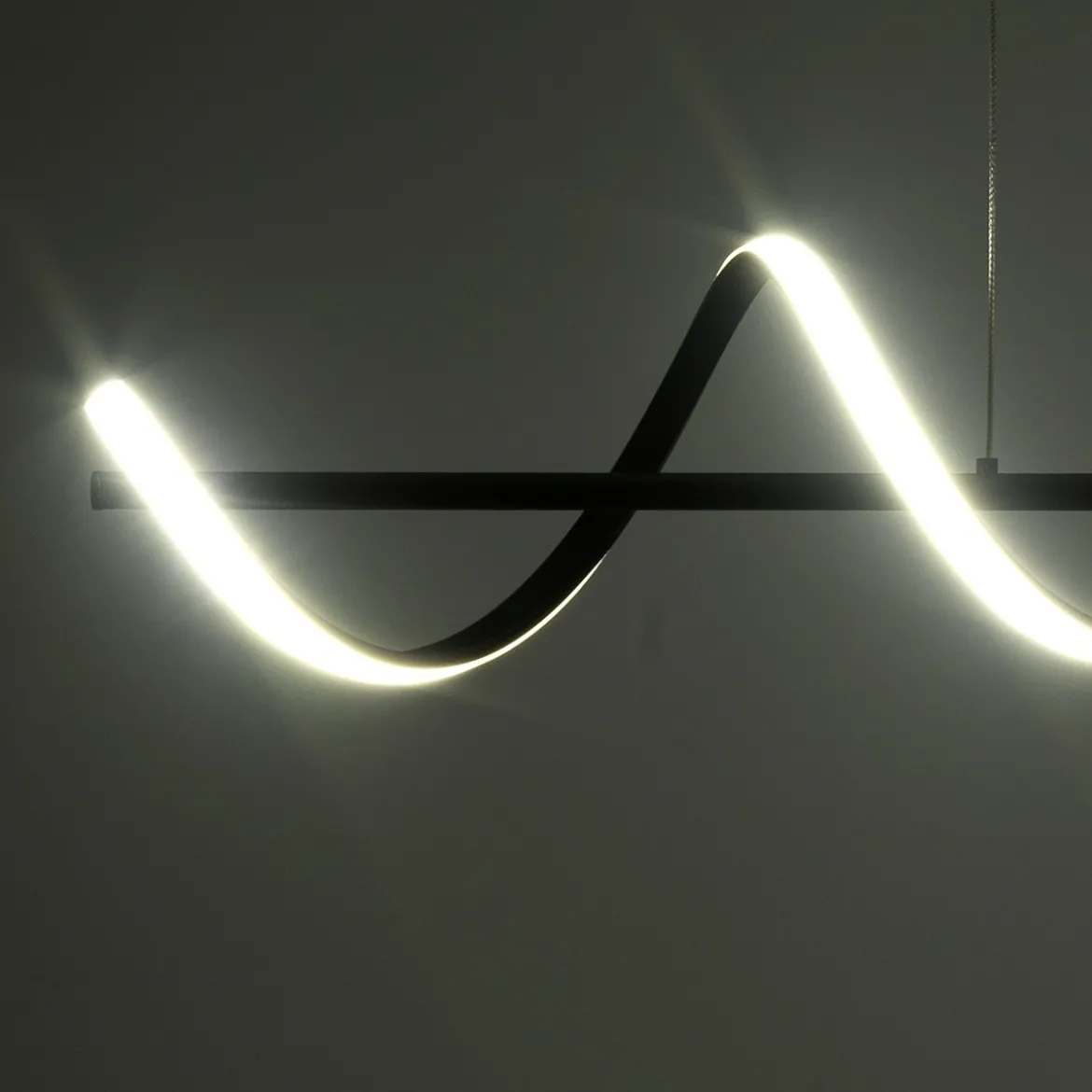 Spring lampadario a led in allumino nero opaco policarbonato bianco opaco cm h150 l92 p20 lumen 2898