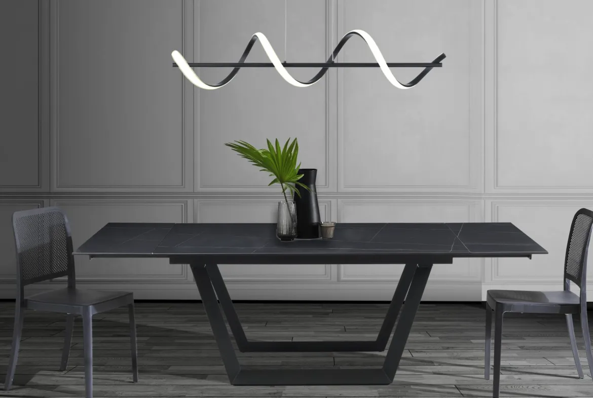 Spring lampadario a led in allumino nero opaco policarbonato bianco opaco cm h150 l92 p20 lumen 2898