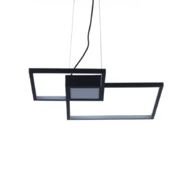 Square black lampadario led in metallo nero opaco filo regolabile 54x54 h8 cm