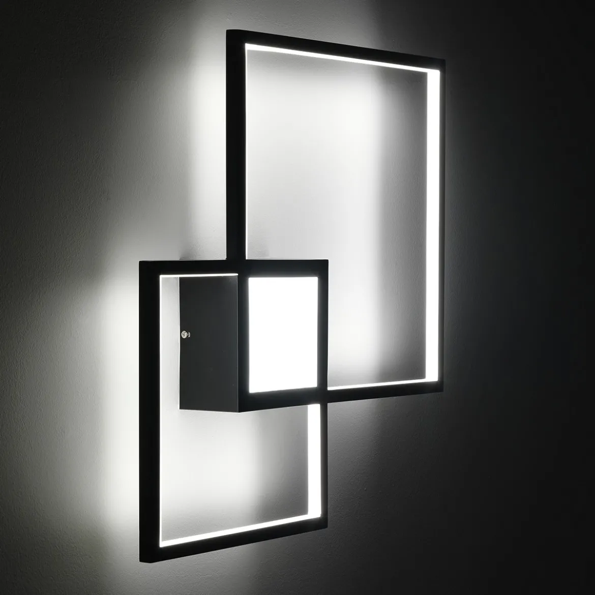 Square black plafoniera / applique led in metallo nero opaco 54x54 h8 cm