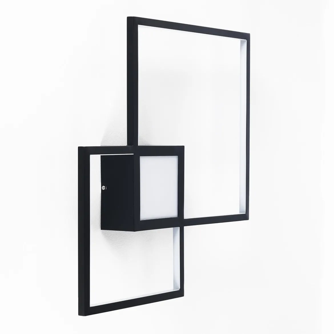 Square black plafoniera / applique led in metallo nero opaco 54x54 h8 cm