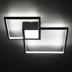 Square black plafoniera / applique led in metallo nero opaco 54x54 h8 cm