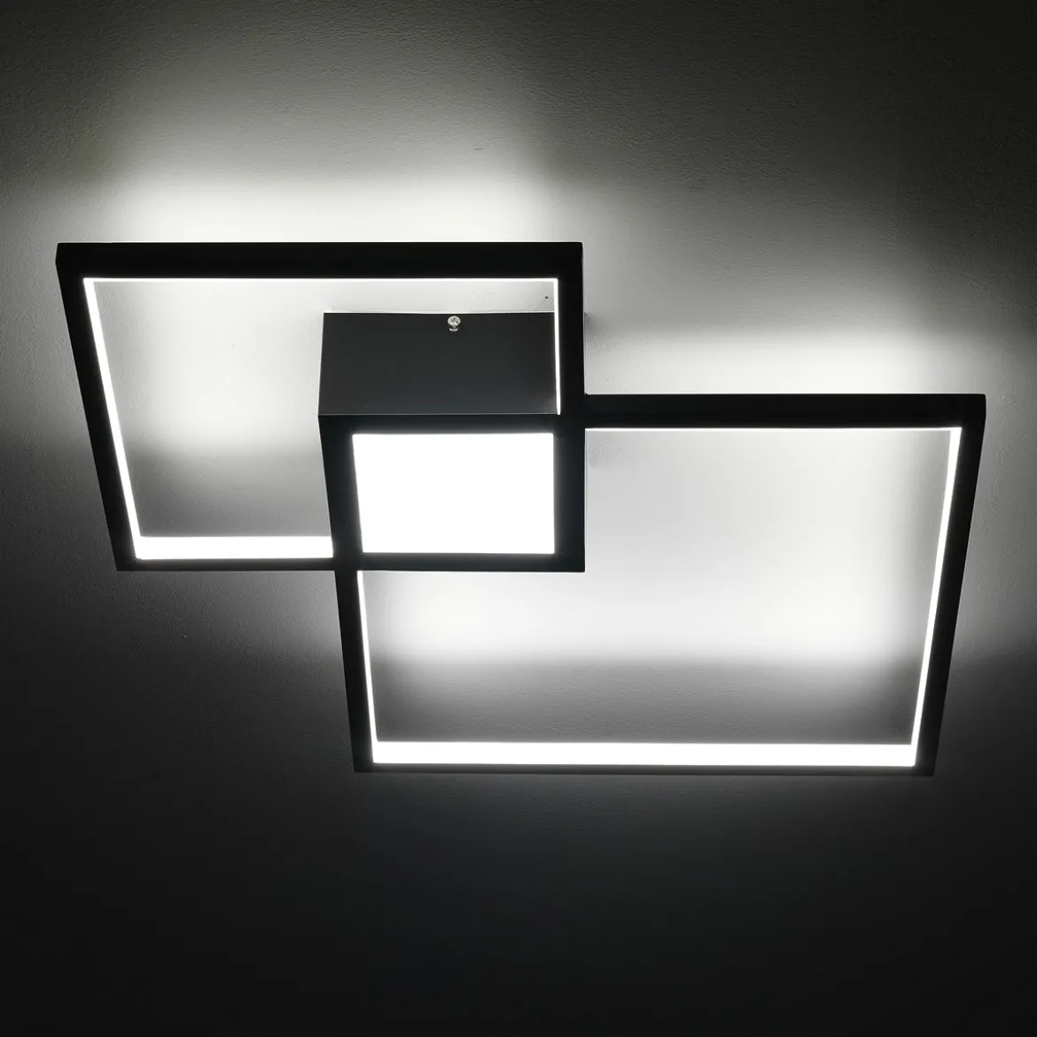 Square black plafoniera / applique led in metallo nero opaco 54x54 h8 cm