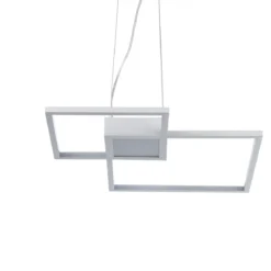 Square white lampadario led in metallo bianco opaco con filo regolabile 54x54 h8 cm