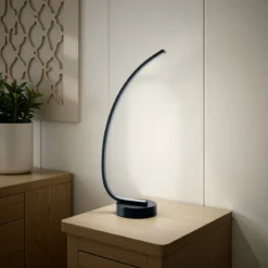 Stelo lampada da tavolo in alluminio verniciato nero opaco 15x28 h58 cm