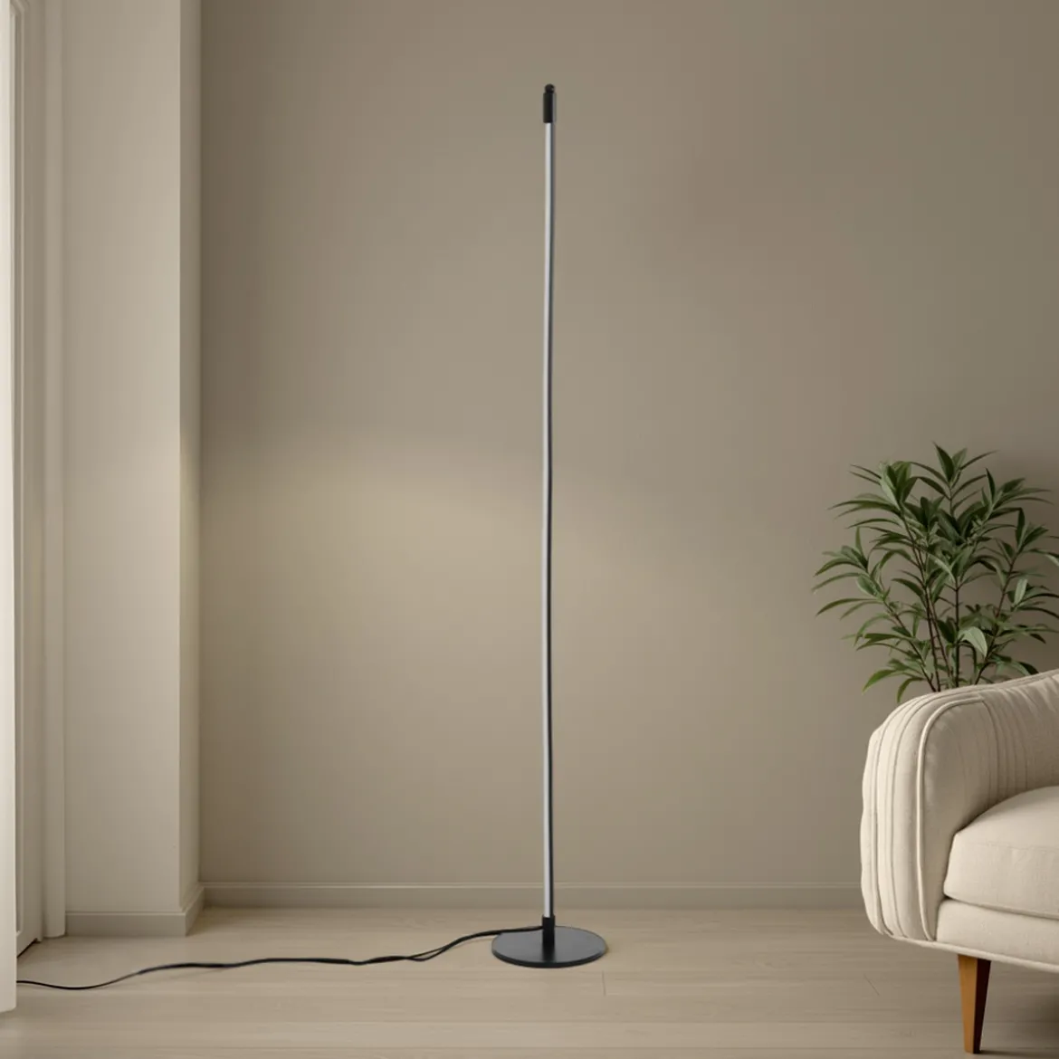 Stelo lampada da terra led in alluminio nero opaco d20 h150 cm
