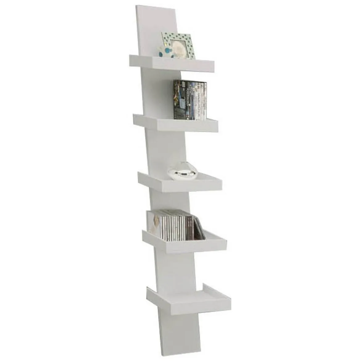 Step white libreria laccata bianco opaco 5 ripiani h155 l31 p35 cm