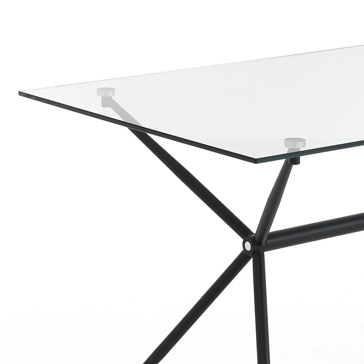 Stick Tavolo Scrivania in Vetro Temprato trasparente con base in Metallo Nero Opaco, 140 x 80 x h 76 cm
