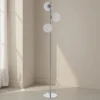 Street lampada da terra in acciaio cromato con sfere direzionabili in vetro bianco d30 h160 cm