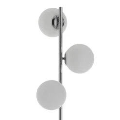 Street lampada da terra in acciaio cromato con sfere direzionabili in vetro bianco d30 h160 cm