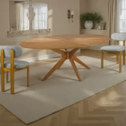 Tallin Tavolo in legno impiallacciato finitura Rovere e gambe in legno massello 190x110 cm