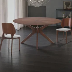 Tallin tavolo rotondo in legno chase impiallacciato finitura noce scuro e gambe in legno massello diametro 137 cm