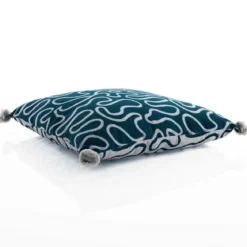 Tangle 3 cuscino rivestimento 100% cotone cm 45x45 colore grigio e blu