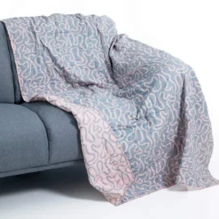Tangle 2 plaid cotone colore grigio e rosa 100% cotone 135 x 190 cm