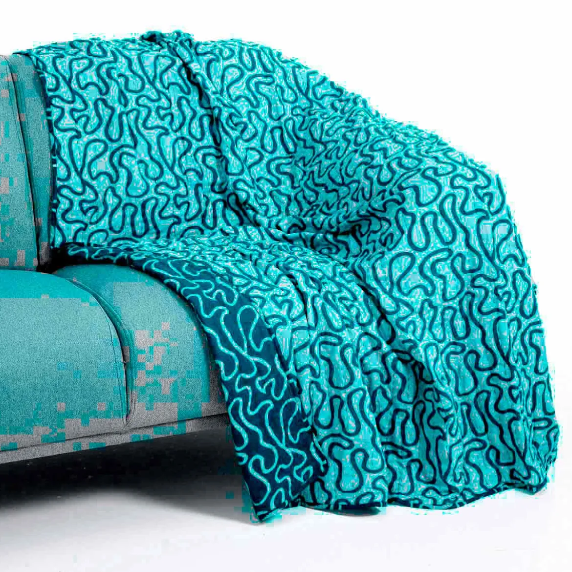 Tangle 3 plaid cotone 100% cotone colore grigio e blu cm 135 x 190