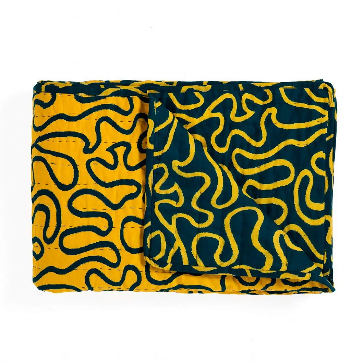 Tangle 4 plaid cotone 100% cotone colore giallo e blu cm 135 x 190