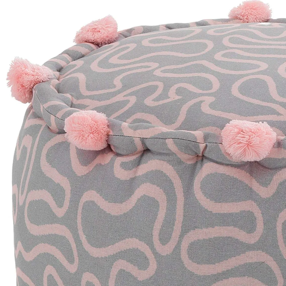 Tangle 2 pouf rotondo colore grigio e rosa cotone 100% d45 h30 cm