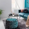 Tangle 3 pouf rotondo cotone 100% colore grigio e blu cm d45 h30