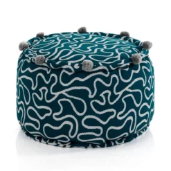 Tangle 3 pouf rotondo cotone 100% colore grigio e blu cm d45 h30