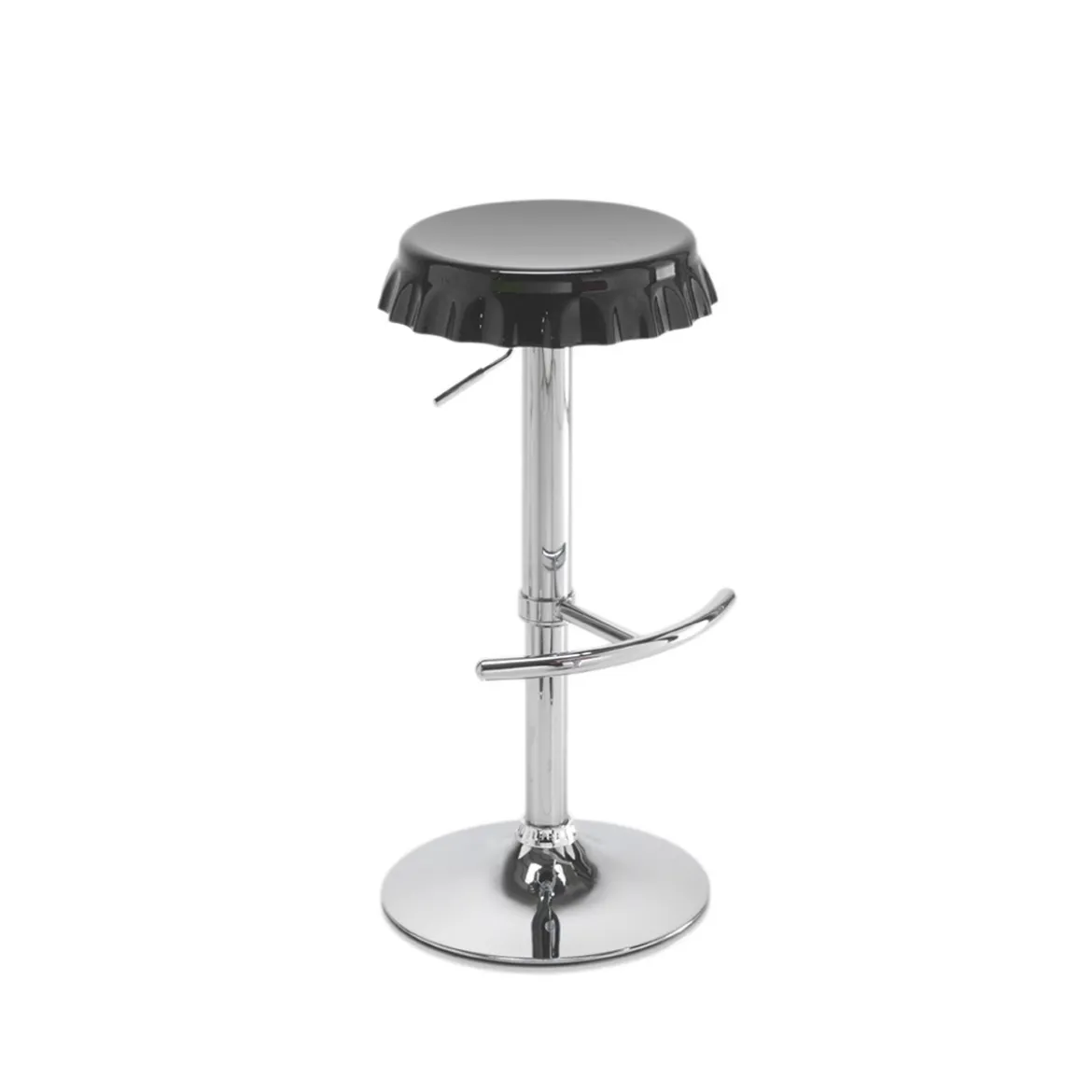 Tappo black sgabello regolabile bar abs nero e metallo cromato 40x45xh60-80 cm