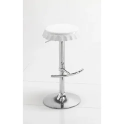Tappo white sgabello regolabile bar abs bianco e metallo cromato 40x45xh60-80 cm