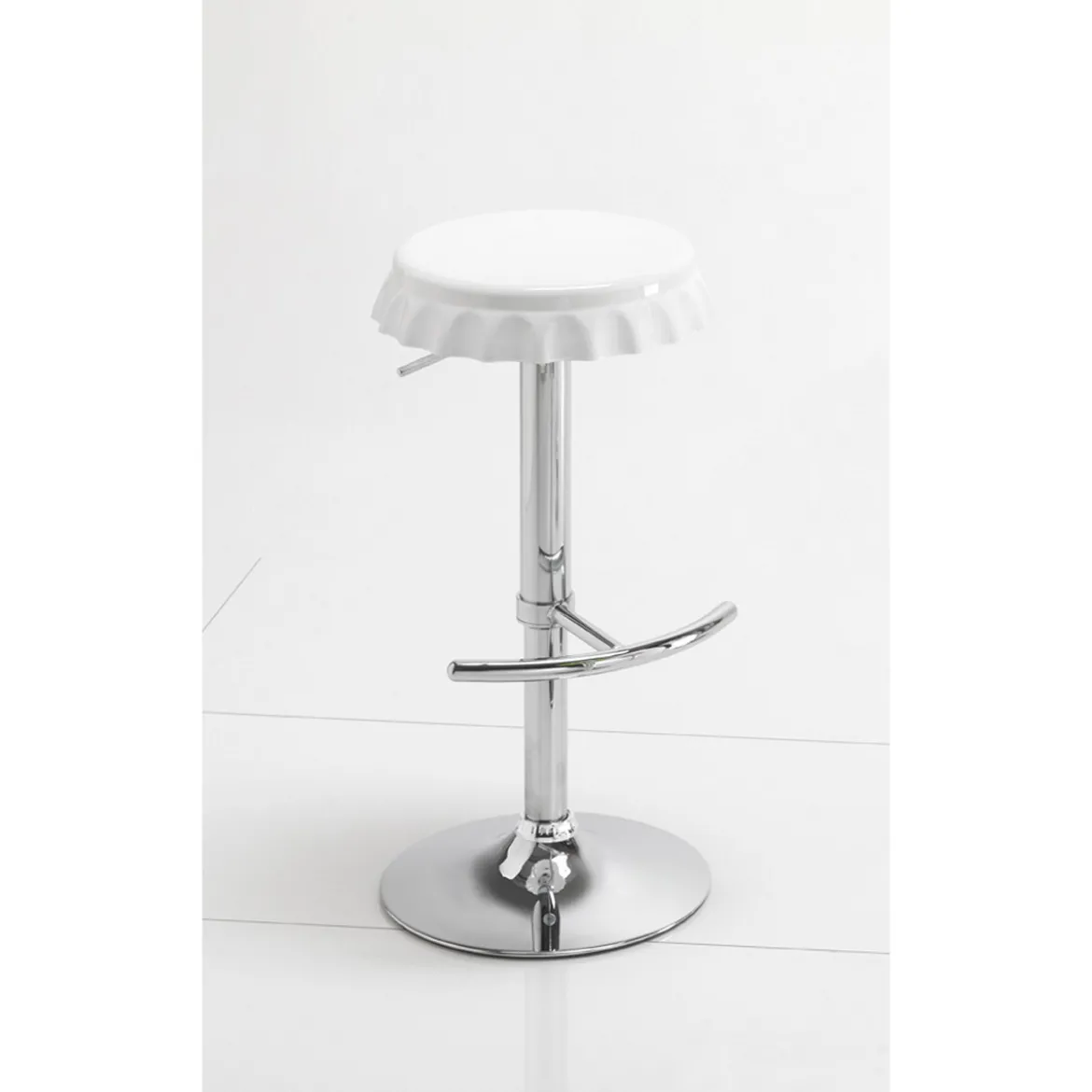 Tappo white sgabello regolabile bar abs bianco e metallo cromato 40x45xh60-80 cm