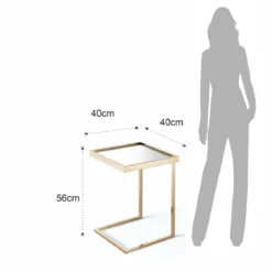 Tati gold tavolino comodino vetro a specchio acciaio verniciato oro rosa lucido rose gold h56 l40 p40