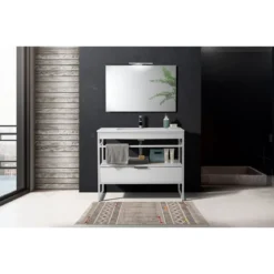 Temople tappeto bagno / scendiletto in cotone 100% con nappe grigio 110x60 cm
