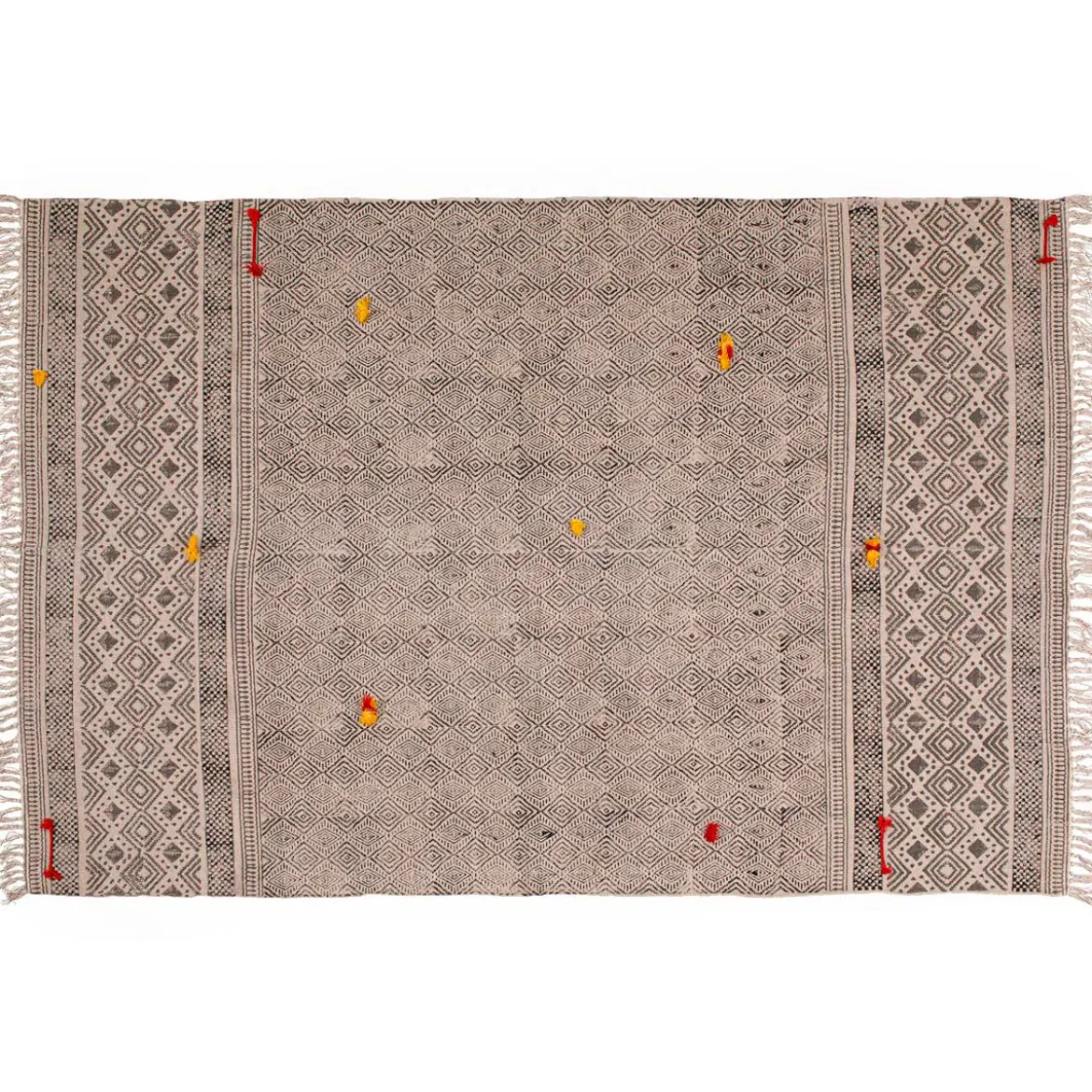 Temple tappeto large in cotone 100% con nappe grigio 260x150 cm