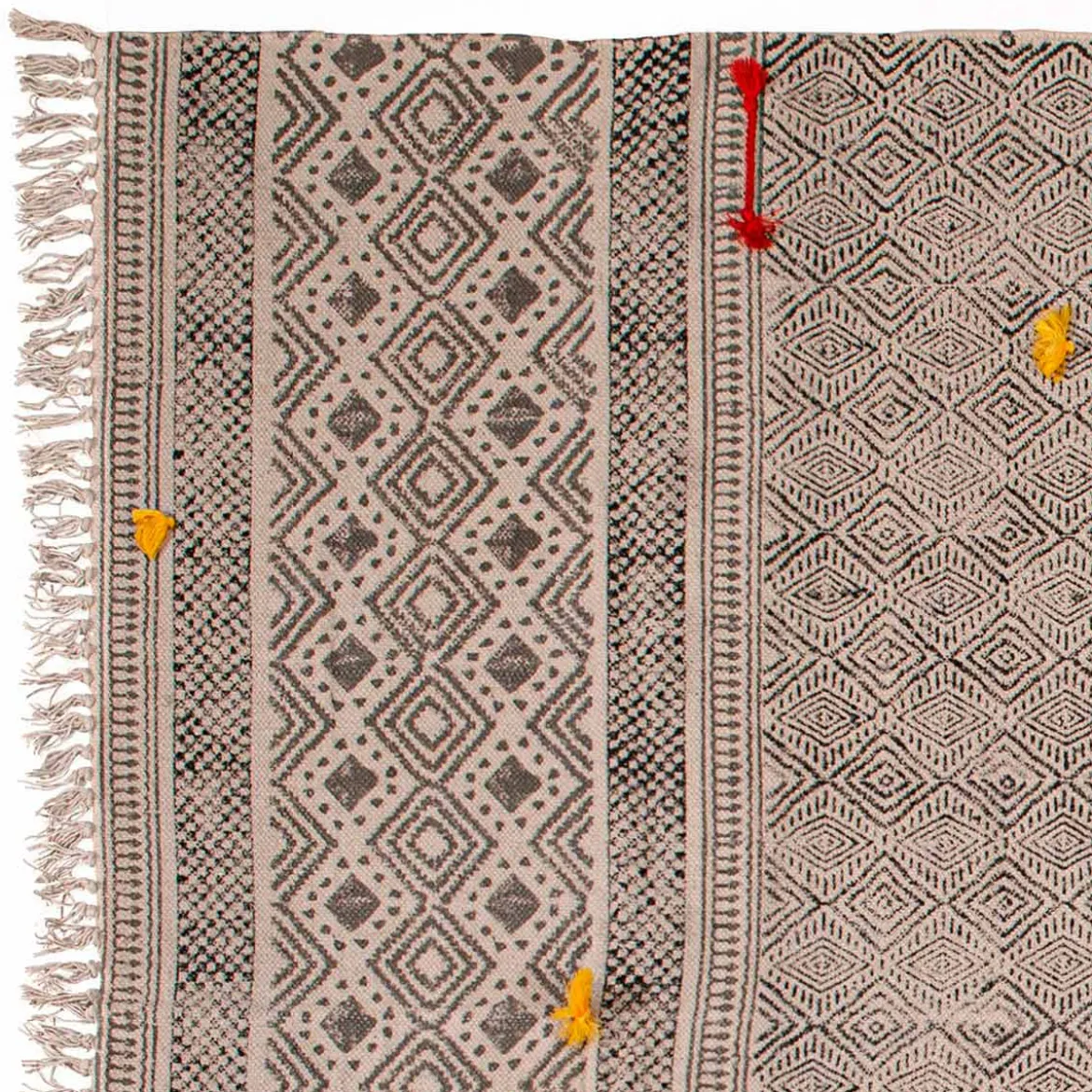 Temple tappeto large in cotone 100% con nappe grigio 260x150 cm