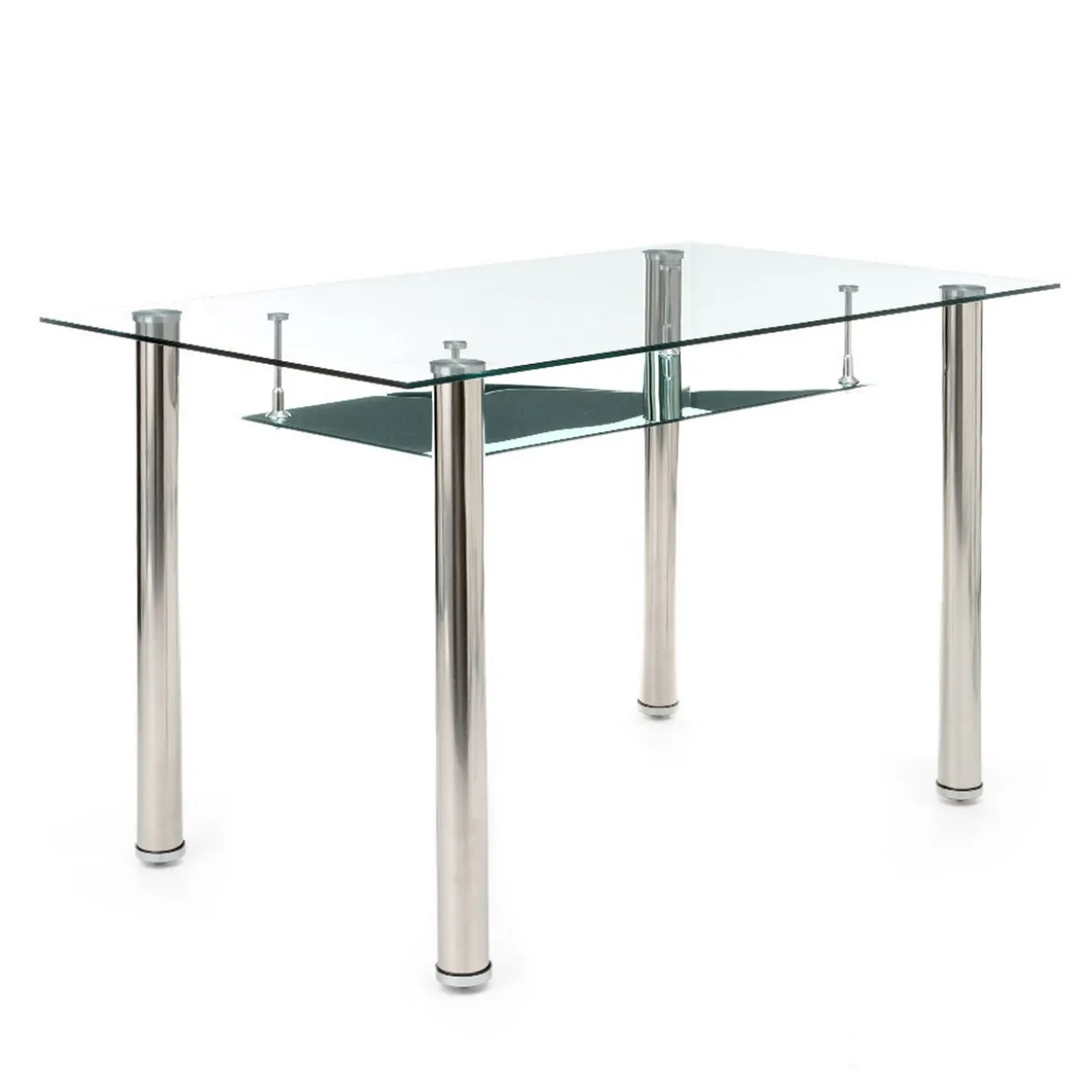 Tense Scrivania in Vetro trasparente e Metallo Cromato, 120 x 70 x h 75 cm