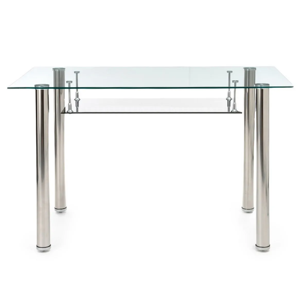 Tense Scrivania in Vetro trasparente e Metallo Cromato, 120 x 70 x h 75 cm