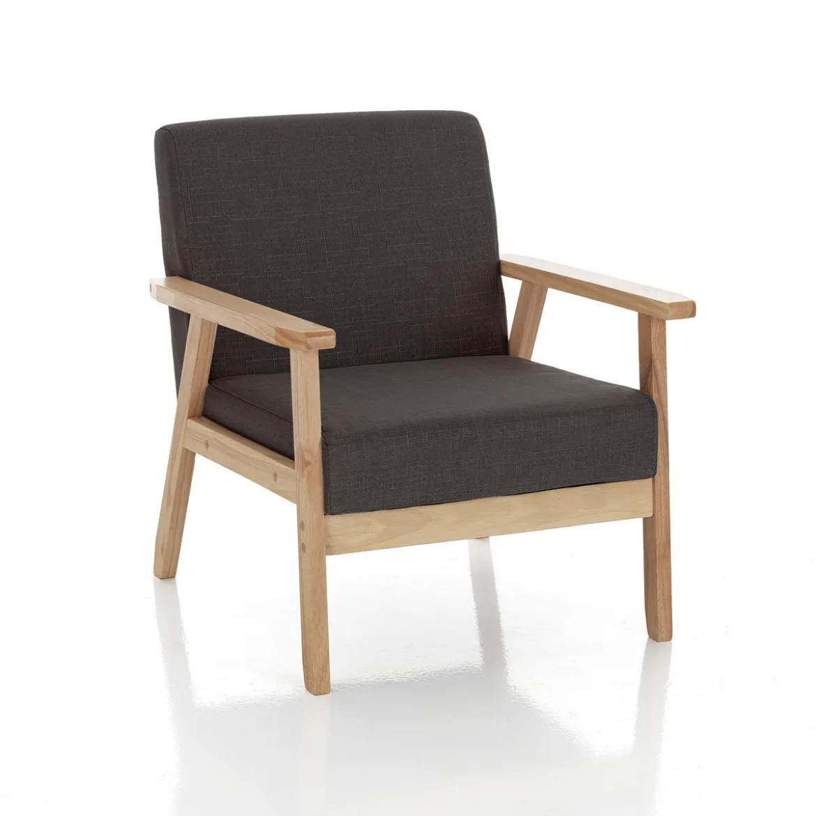 Teresa dark grey poltrona in legno massello e tessuto grigio scuro cm h71 l64 p66