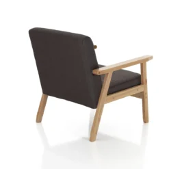 Teresa dark grey poltrona in legno massello e tessuto grigio scuro cm h71 l64 p66