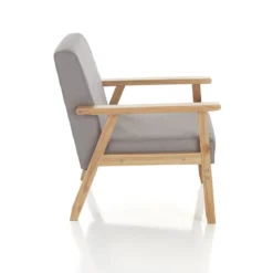 Teresa divano legno massello e tessuto grigio h71 l113 p66 cm